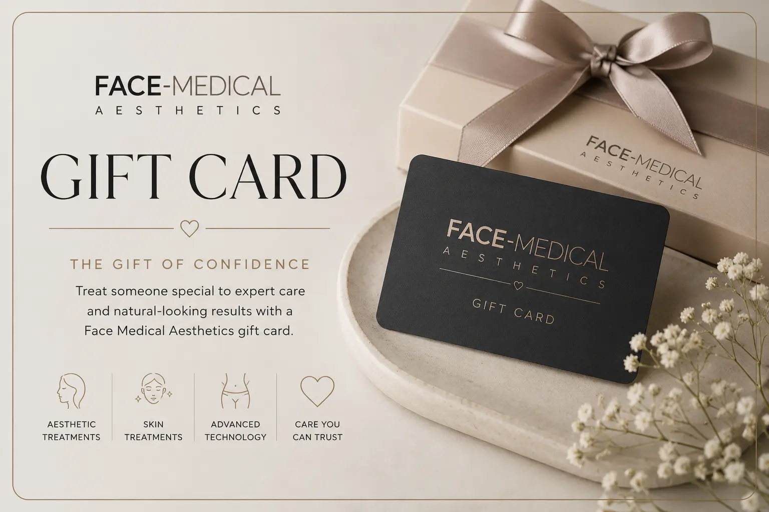 Face Medical Aesthetics gift card for aesthetic, skin and laser treatments